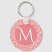 Porte-clés Monogramme rose mignon moderne à pois (Verso)