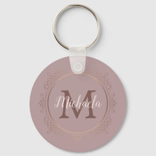 Porte-clés Monogramme Rose or élégant Modèle moderne