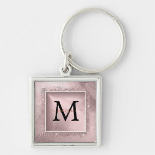 Porte-clés Monogramme rose Parties scintillant or