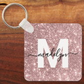 Porte-clés Monogramme rose Parties scintillant or (Recto)