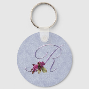 Porte-clés Monogramme rose R de roses