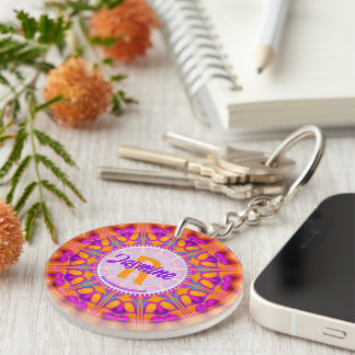Porte-clés Monogramme rose rose Fuchsia