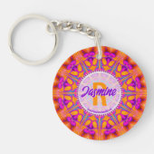 Porte-clés Monogramme rose rose Fuchsia (Devant)