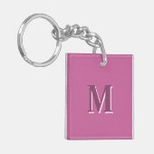 Porte-clés monogramme rose vif (Devant gauche)