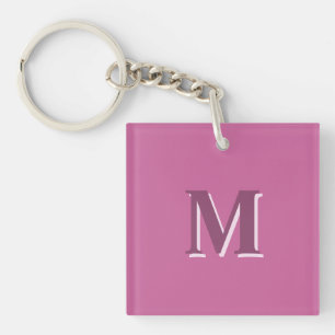 Porte-clés monogramme rose vif