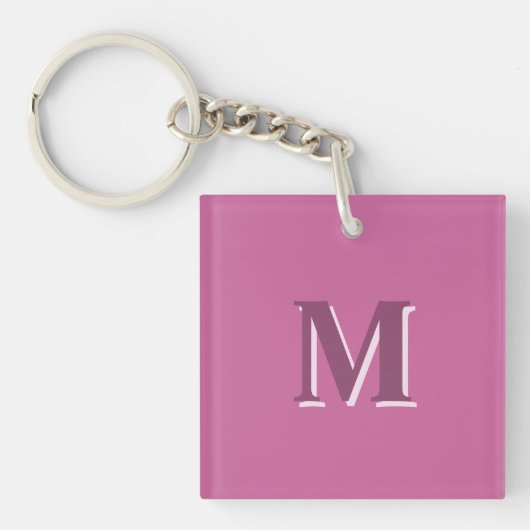 Porte-clés monogramme rose vif (Devant)