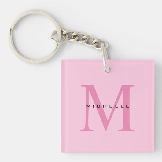 Porte-clés Monogramme Rose Votre Nom Cadeau Spécial Bien-Aimé (Devant)