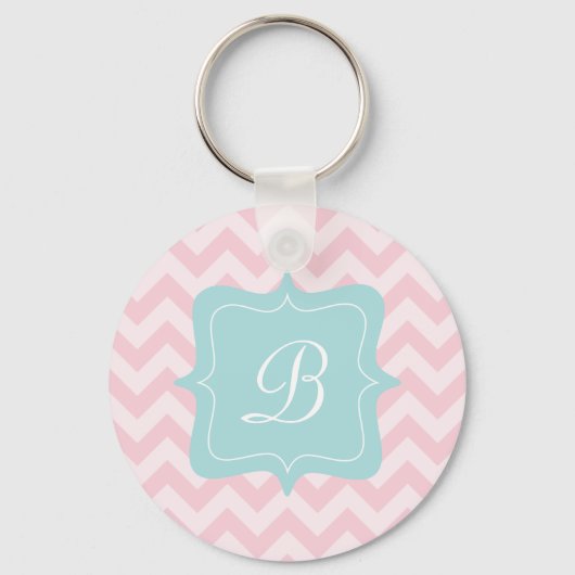Porte-clés Monogramme rose Zigzag (Recto)