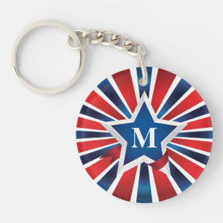 Porte-clés Monogramme rouge blanc et bleu