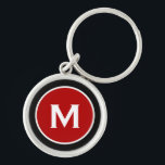 Porte-clés Monogramme rouge classique moderne<br><div class="desc">Porte - clé Monogramme Classique Personnalisé Monogramme Initial Noir Rouge Blanc. Parfait comme cadeau de vacances,  faveurs de réunion familiale,  merci cadeau pour les groomsmen et cadeau pour toutes les occasions spéciales.</div>