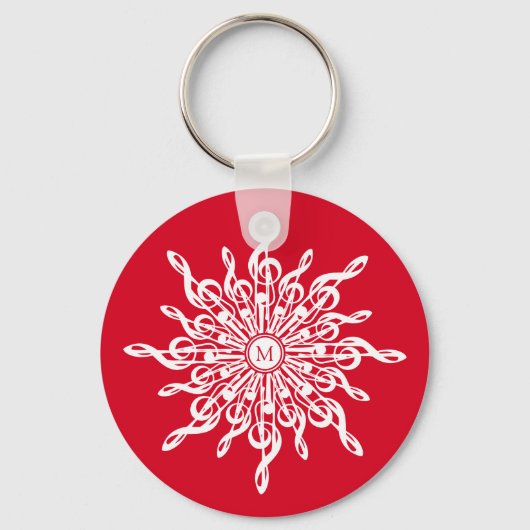 Porte-clés Monogramme rouge de Noël G-Clef Snowflake (Recto)