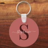 Porte-clés Monogramme rouge minimal simple Prénom initial (Recto)