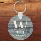 Porte-clés Monogramme rustique Bois-Driftwood Nom de famille  (Recto)