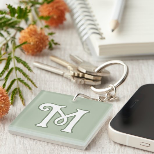 Porte-clés Monogramme Serene Sage (Devant Droit)