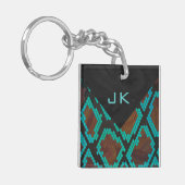Porte-clés Monogramme serpent impression Brown et Turquoise (Devant gauche)