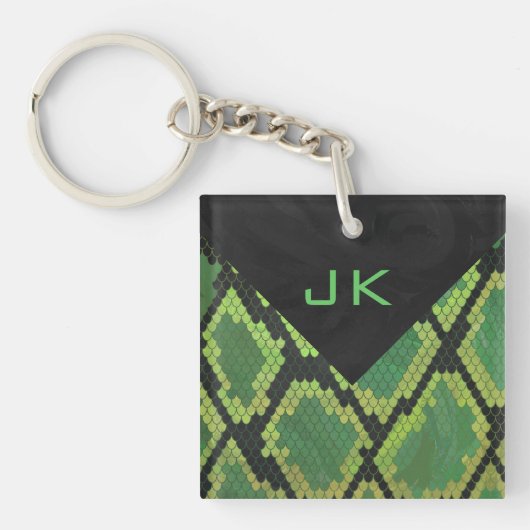 Porte-clés Monogramme Serpent vert et noir (Devant)