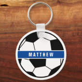 Porte-clés Monogramme simple de football noir et blanc (Recto)