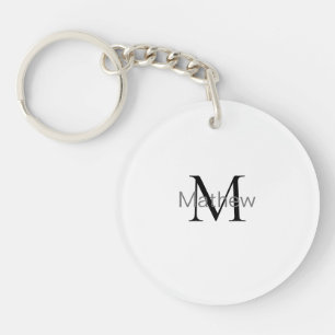 Porte-clés monogramme simple de lettre initiale ajoutez votre