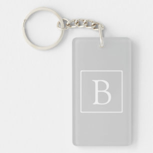 Porte-clés Monogramme simple gris clair