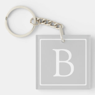 Porte-clés Monogramme simple gris clair