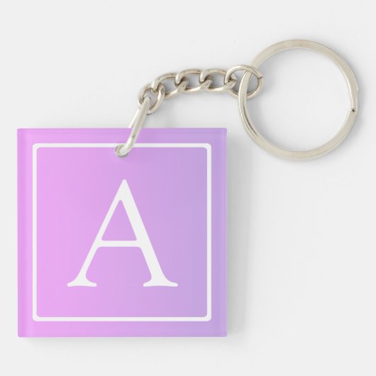 Porte-clés Monogramme simple | Ombre subtil rose/violet (Dos)
