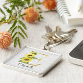 Porte-clés Monogramme Soleil Doré Fleur Initiale E Féminin (Côté)