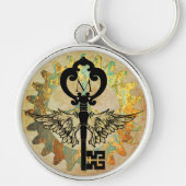 Porte-clés Monogramme Steampunk clé aile Roue rouille (Devant)