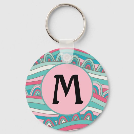 Porte-clés Monogramme sur Arrière - plan branché Wavy (Recto)