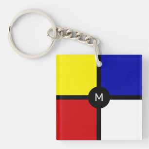 Porte-clés Monogramme sur l'art élégant de Mondrian inspiré
