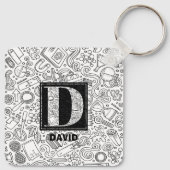 Porte-clés Monogramme sur mesure scientifique - Lettre D (Dos)