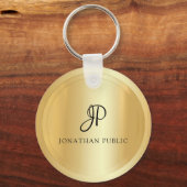 Porte-clés Monogramme tendance Faux Gold Votre nom Élégant (Recto)