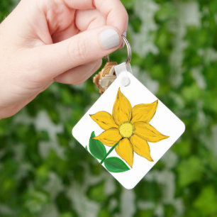 Porte-clés Monogramme Tournesol Jaune au Dos
