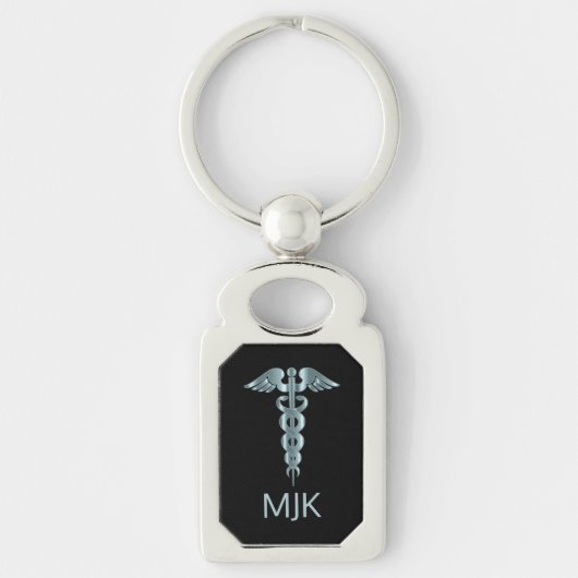 Porte-clés Monogramme Turquoise Caduceus (Devant)