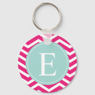 Porte-clés Monogramme Turquoise de menthe blanche rose
