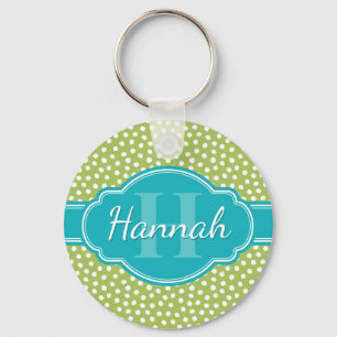 Porte-clés Monogramme Turquoise de Motif blanc vert