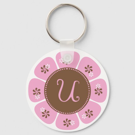 Porte-clés Monogramme U Brown et rose (Recto)