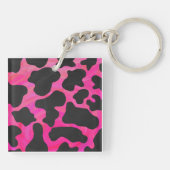 Porte-clés Monogramme vache rose chaud et noir (Dos)