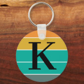 Porte-clés Monogramme Vagues Rétro Personnalisé (Recto)