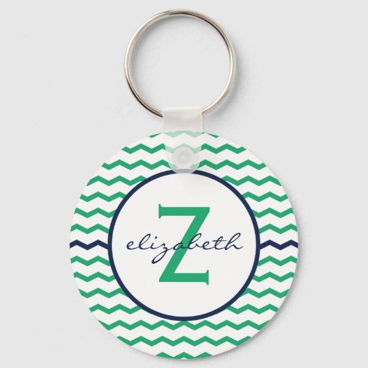 Porte-clés Monogramme vert Chevron (Recto)