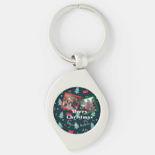 Porte-clés Monogramme vert de Noël (Devant)