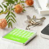 Porte-clés Monogramme vert et blanc motif (Côté)