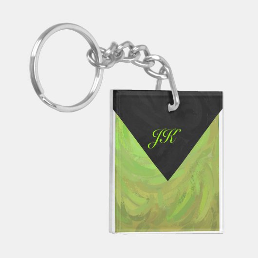 Porte-clés Monogramme vert et noir de coup de kiwi (Devant gauche)