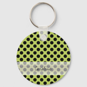 Porte-clés Monogramme Vert Noir Cute Chic Polka Motif point