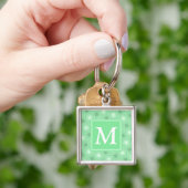 Porte-clés Monogramme vert ressort cercles motif (main)