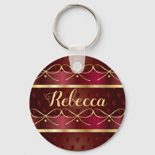 Porte-clés Monogramme Vintage Bourgogne Couleur Décor Luxe Or