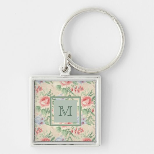 Porte-clés Monogramme Vintage rose clair (Devant)