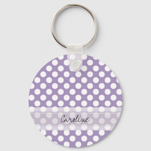 Porte-clés Monogramme violet blanc tendance Motif de point Po (Recto)