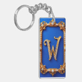 Porte-clés Monogramme W doré élégant orné de perles (Devant gauche)