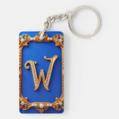 Porte-clés Monogramme W doré élégant orné de perles (Dos)