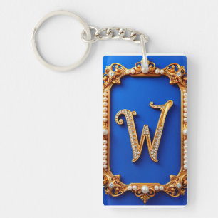 Porte-clés Monogramme W doré élégant orné de perles